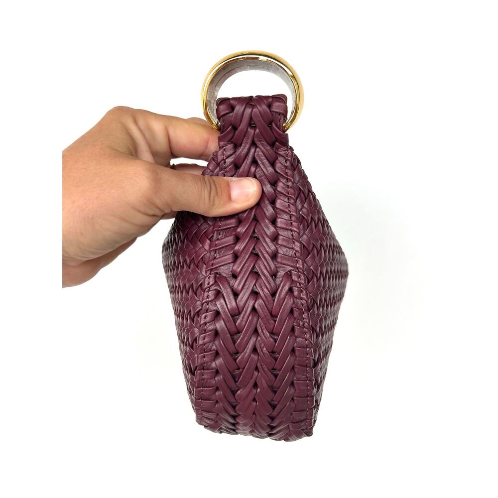 AMANU Zambia Oxblood Woven Leather Purse Handbag Burgundy Clutch Small - Picture 12 of 14